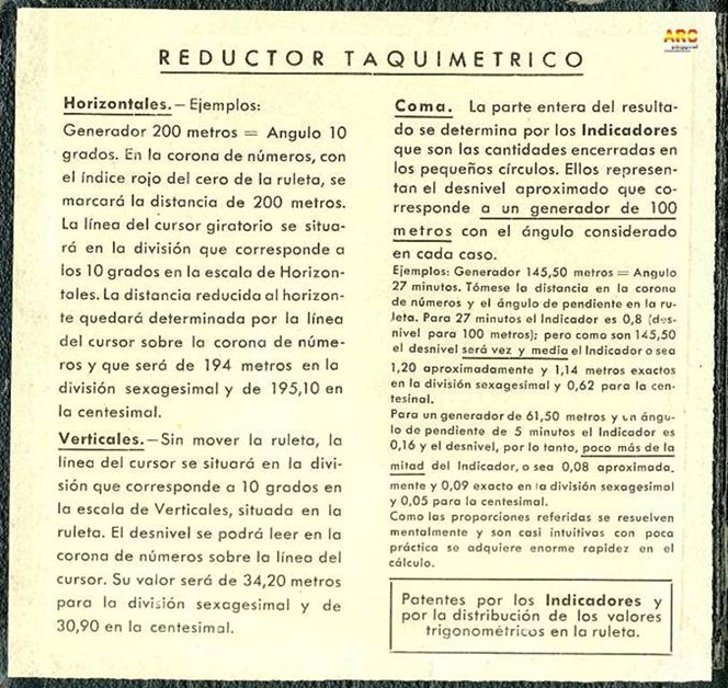 Díaz, Reductor Taquimétrico (360º) Vista reverso